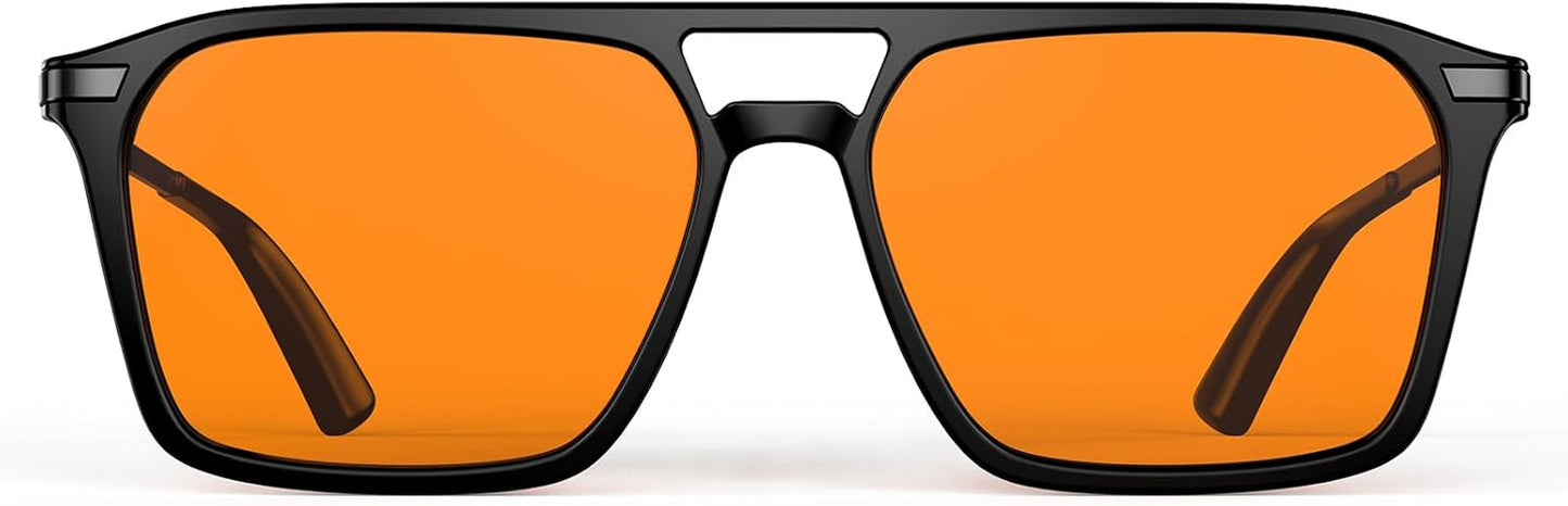 Orange Blue Light Blocking Glasses-Retro 70S Blue Light Glasses for Men Women, Easier Sleep and Migraine Relief