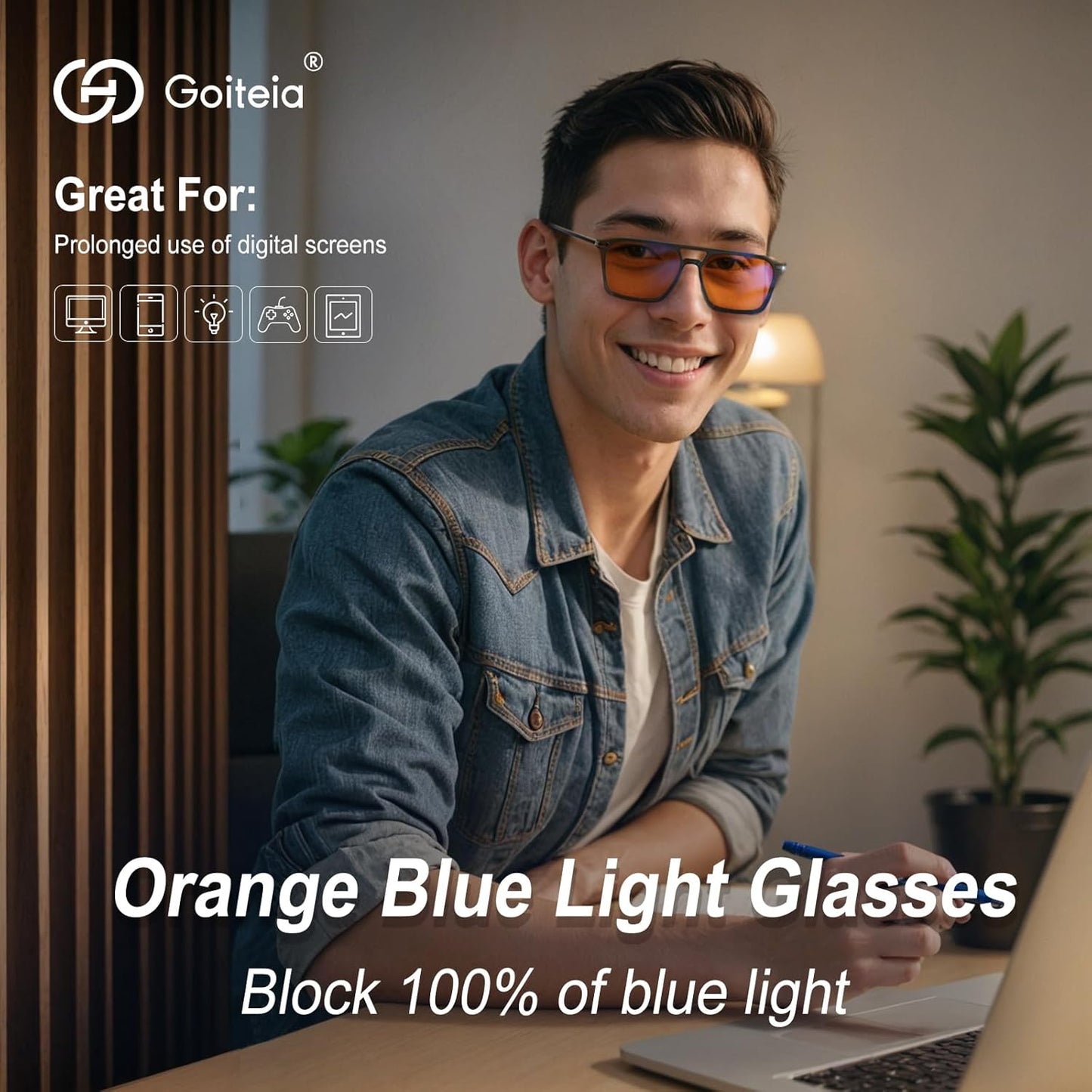 Orange Blue Light Blocking Glasses-Retro 70S Blue Light Glasses for Men Women, Easier Sleep and Migraine Relief
