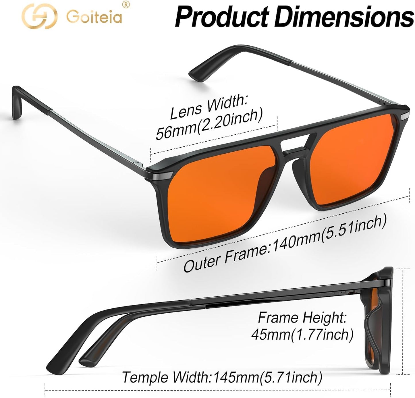 Orange Blue Light Blocking Glasses-Retro 70S Blue Light Glasses for Men Women, Easier Sleep and Migraine Relief